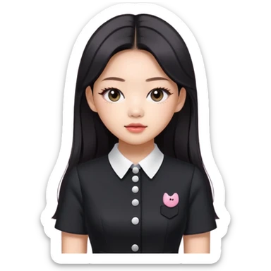 Jennie Kim from Blackpink, medium shot, wearing a stylish office dress sticker