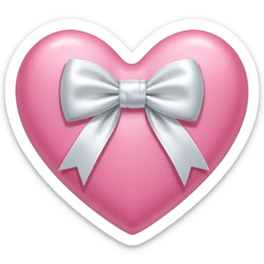 Pink heart with white bow  sticker