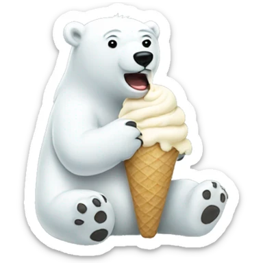 Polar bear eating ice cream sticker