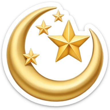 Star and Crescent emoji with black background and no face only star and crescent. sticker
