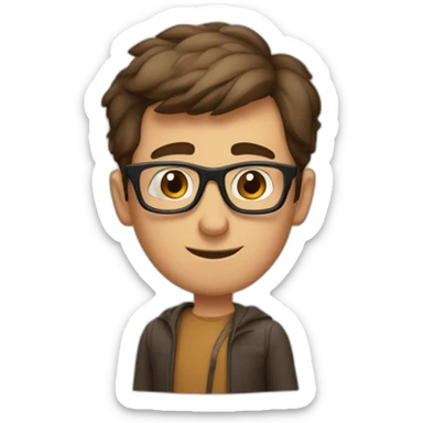 brown-short-haired classy man wearing glasses struggling to fit a key into a door lock sticker