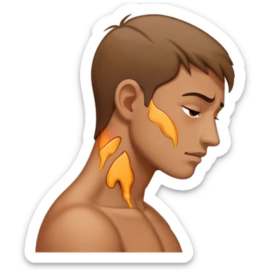 Man with neck turned sideways in pain sticker