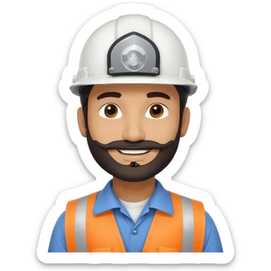 Indian muslim structural engineer wearing a white helmet.  also having small beard sticker