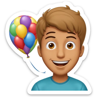 an arabic guy blowing something up with a silly face sticker