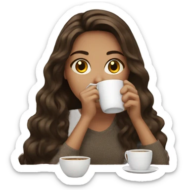 girl drinking coffe brunette sticker