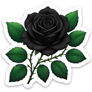 Rosa negra con hojas verdes sticker