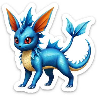 Salandit-Vaporeon-Flareon-Fakémon-hybrid-creature (full body)  sticker