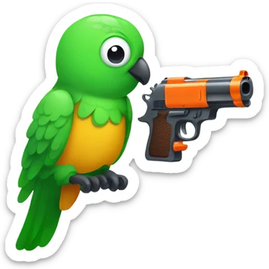 Duolingo bird with waterpistol sticker