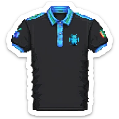 custom polo shirt with artificial intelligence design in pixel art style sticker