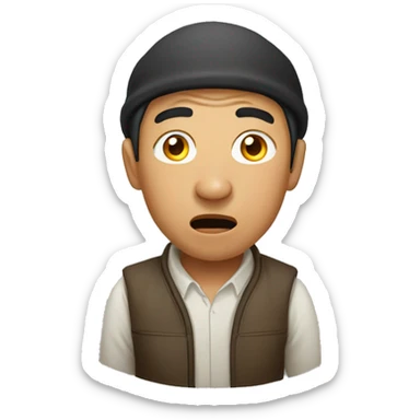 Kyrgyz man have a surprised sticker