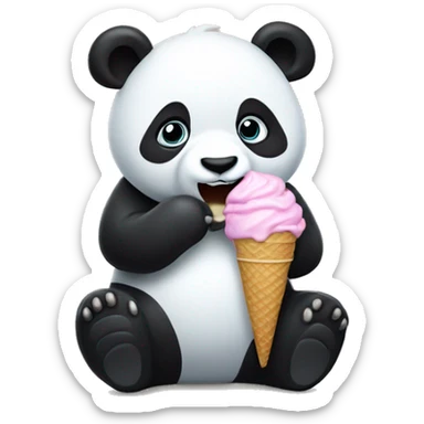 Panda eating ice cream sticker