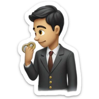 Classy young man struggling to get a key into a lock sticker