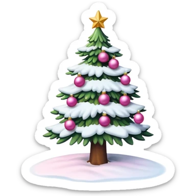 Christmas tree snow pink sticker