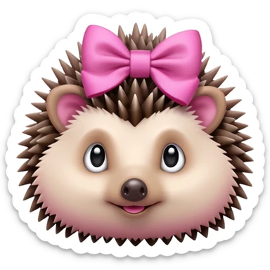hedgehog with a pink bow sticker