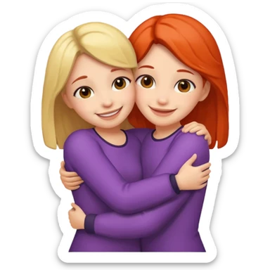Two girls cuddling  sticker