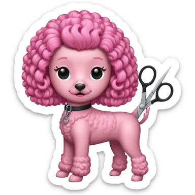 poodle color rosada tijera sticker