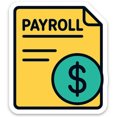 payroll icon with a dollar sign and document, modern style sticker