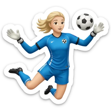 make a girl goalie diving through the air with a soccer ball in her hands sticker