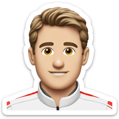 Crea un emoji di un uomo pilota di formula 1, Leclerc con la tuta della Ferrari sticker