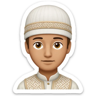 Man wearing a white islamic hat sticker