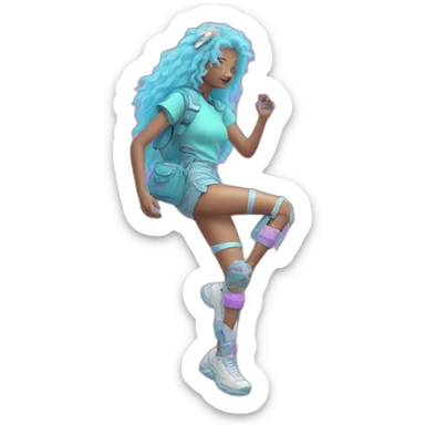 Vaporwave person with prosthetic leg  sticker