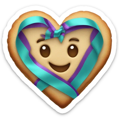 Cookie heart with teal purple support ribbon sticker