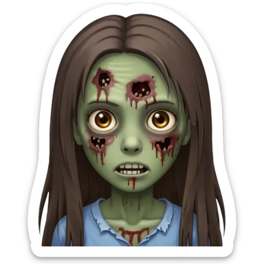 zombie girl with straight long hair and brown eyes, brown skin sticker