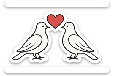 pair of doves with a heart sticker