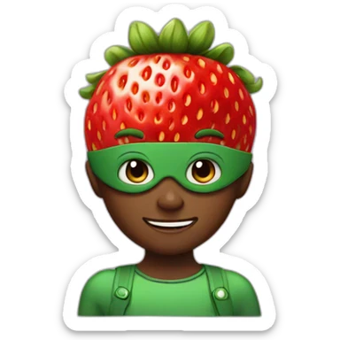 Strawberry superhero boy sticker