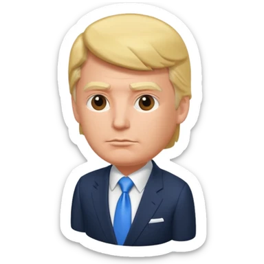 no... TAKE THE TRUMP CHARACTER SO THAT WE ARE LOOKING DOWN AT HIM FROM AN ISOMETRIC OVERHEAD ANGLE sticker