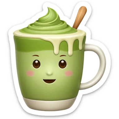 matcha latte in a cup without a spoon sticker