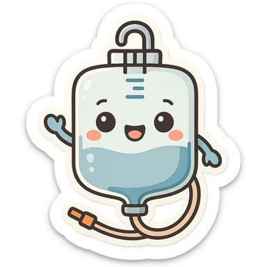 cartoon emoji of a catheter bag, cheerful and approachable sticker