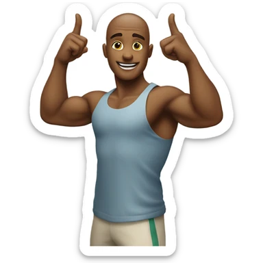 Gym goer holding their pointer finger up in the air sticker