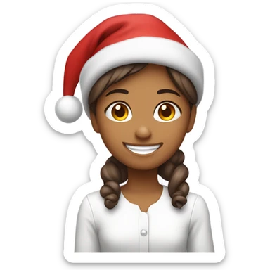 Girl wearing a Christmas hat and all cherry red smiling all happy sticker