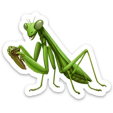 Praying mantis eating  sticker
