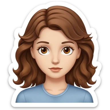 white girl with brown wavy hair and brown eyes sticker