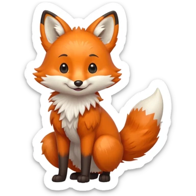 A cute fox emoji, full body, standing in side view. sticker