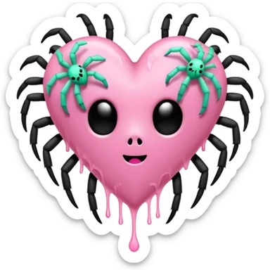 pastel goth heart with mint green spider sticker