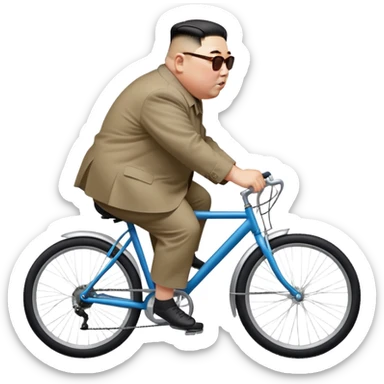 Kim Jong Un riding a bicycle from side view sticker