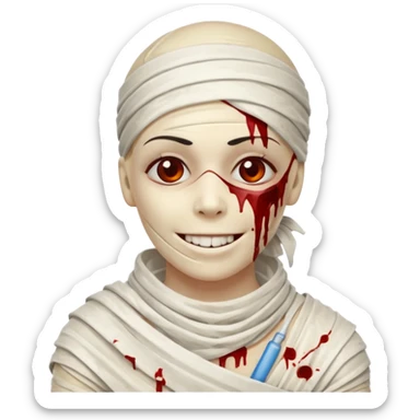 halloween mummy smiling and with blood stains sticker