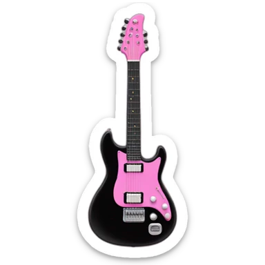 Black guitar with a thin coquette pink bow  sticker