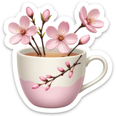 Cute Pastel pink Cherry Blossom  Tea sticker