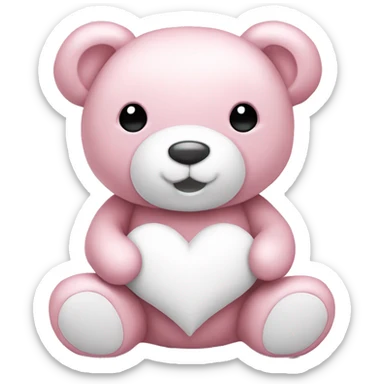 Light pink teddy bear with white heart sticker