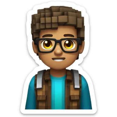 Minecraft kid with glasses and greasy hair sticker