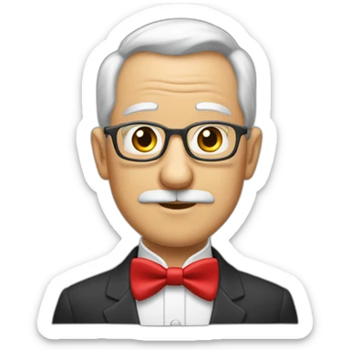 side-face-of-gray-haired-half-bald-grandpa-wearning-dinner-jacket-with-red-bow-tie sticker