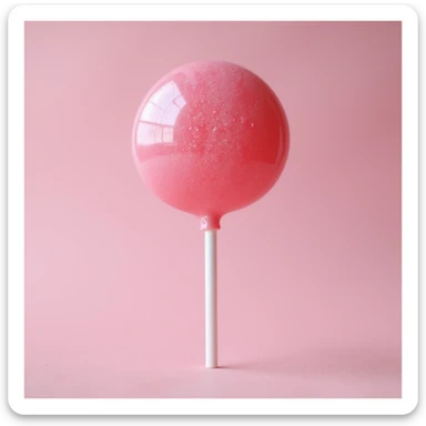 pink lollipop, photorealistic style, realistic lighting and texture, macro photography look, glossy candy realism sticker