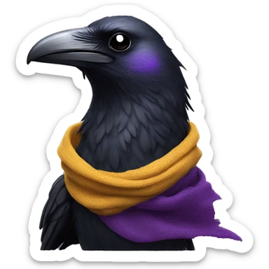 Realistic raven head with a rave claw scarf around the neck  sticker
