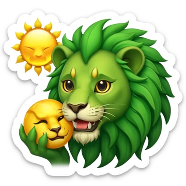 Alchemist style green lion devouring sun sticker