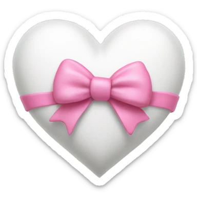 white heart with a pink bow on the corner sticker