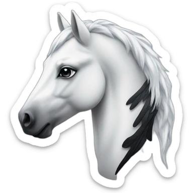 White horse with black spots and wings an unicorn horn sticker